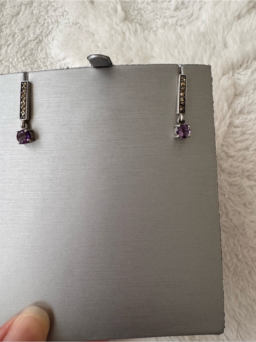 Sterling Silver Drop Earrings with Amethyst